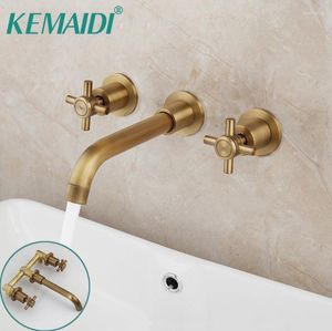 Badrumsvaskar kranar Kemaidi Antik Brassbathtub Basin Mixer Tap Faucet 3 PC Black Dual Handle