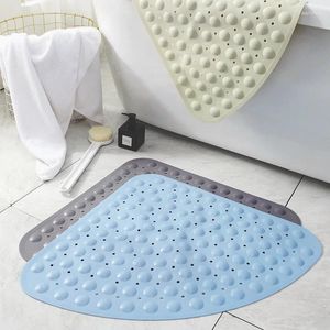 Badmattor fläktformad mat sektor anti slip ingen lukt dusch triangel stand up badmats maskin tvättbar sug kopp dränering hål