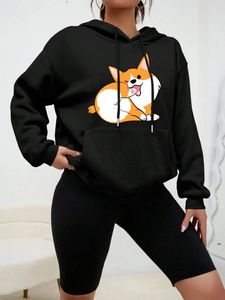 Women's Hoodies Naughty Shiba Dog Printing Pocket Casual Sweatshirt Comfortable Fashion Female Pullover Women Streetwear Hip Hop Fleece