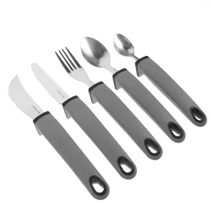 Dinnerware Sets 5 Pcs Serving Utensils Stainless Steel Metal Adaptive Weighted Cutlery Silverware Flatware