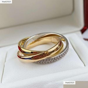 Bandringe Trinity Ring Charms for Woman Designer Paar Größe 678 Mann Diamant trizyklischer Crossover T0p Qualität Gold plattiert 18k offiziell ottwx