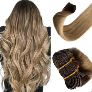 Haarschüsse Highlights Extensions Human Ombre Brown Yage Bündel Straight Brasilian Remy nähen in Schuss 2023 Neue Drop -Lieferprodukte DHVYs