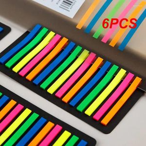 Geschenkverpackung 6pcs Sticky Notes Buntes Memo Aufkleber Lesen AID 300 Blätter Office Stationery Supplies Index Tabs Thin Strips Selbstkleber