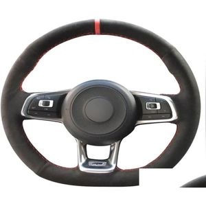 Coprine del volante dello sterzo Black Genuine in pelle scamosciata in pelle per VW Jetta Gli Golf R 7 Mk7 GTI Accessori3872592 DROPE DELIFICA