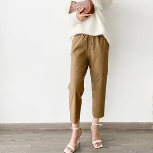 Skirts Selling 5000 Slim Italian Wide Mouth Sheep Skin Elastic Waist Cropped Leather Pants With Straight Leg Radish Real