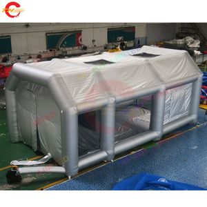 Bezpłatna wysyłka powietrza 10x6x4mh (33x20x13.2 stóp) z srebrzystą dmuchawą nadmuchiwaną kabiną do kabiny w sprayu samochodowym namioty garażowe