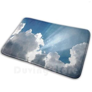 Carpets Clouds With Sun Rays Carpet Mat Rug Cushion Soft Cloud Ray Beam Sky Blue Awe Silver