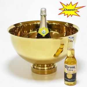 Home Party Golden Champagne Bowl 304 rostfritt stål öl hink keg dubbel vägg rött vin öl kylare is hink bar 240327