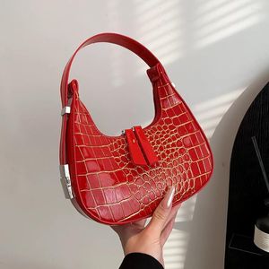 Axelväskor krokodilmönster väska pu läder underarm vintage handväska retro klassisk liten handväska för kvinnor