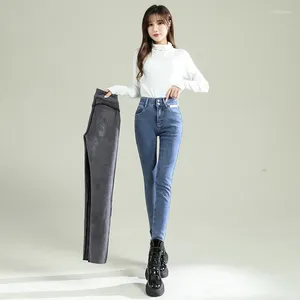 Женские джинсы 2024 зимние высокие талии худые стройные женщины карандаш джинсы