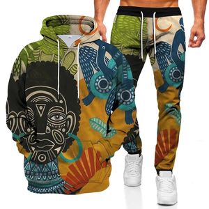 Nya gud indiska porträtt hoodies för man passar Maria Pullovers 3D Tryckta herrtröja Set Harajuku Y2K Casual Pant Clothes