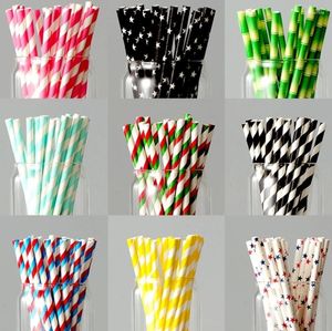 Disposable Cups Straws 100 Pieces Of Eco-friendly Creative Juice Cocktail Art Paper For Party Tables