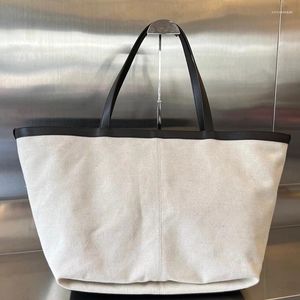 Akşam çantaları moda büyük unisex tote patchwork eğlence omuz çantası yardımcı tuval deri seyahat kadınları