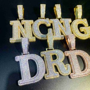 Hiphop mode is ut anpassat brev nummer zirkon diamant mens halsband hänge