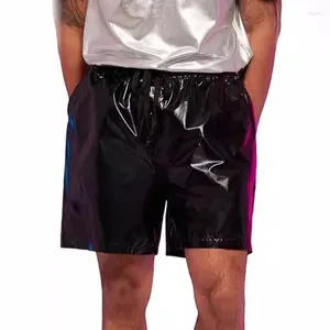 Men's Shorts Shiny Leather Pants Performance Clothes One Piece For Disco Parties