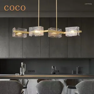 Chandeliers Modern Creative Luxury Copper Chandelier Restaurant Kitchen Table Bar Gold Art Glass Design Light Decorative