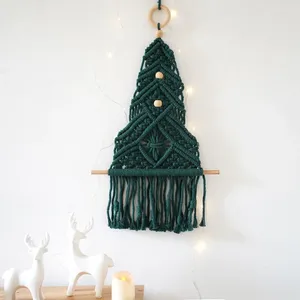 Tapestries Macrame Christmas Tree Wall Hanging Tapestry Handmade Chrismas Decoration For Living Room Kids Baby Gift Decor