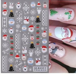 5D Embossed Christmas Nail Art Stickers Winter New Year Red Santa Claus Tree Penguins Snowman Sliders Decals Manicure GLJI-5D