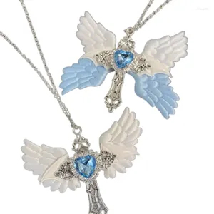 Anhänger Halsketten Kruzifix Halskette Engel Flügel Schlüsselbein Kette Punk inspirierte Halsketten Ornamente Religiöse Schmuckzubehör