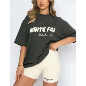 White Foxx Conjunto feminino Terno feminino Manga curta T-shirt Summer Women Fashion Print Casual Sweatshirt Lower Top Woman Surfras 597 560