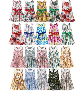 18 estilos de verão garotas vestidos florais vestidos de arco de vestido de verão mangas vestidos de praia florestas pirnt aline roupas para criançasr8519947