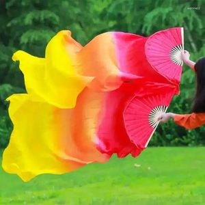 Dekoratif Figürinler 150 cm uzunluğunda Göbek Dancing Fan gradyanı uzun renkli fanlar pratik dansçı props Çin ipek dans taklit