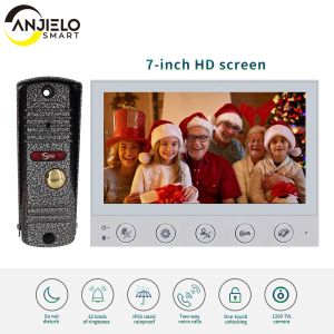 Intercom Anjielosmart Wired Video Intercom Security Intercom 1200TVL HD Camera Video Door Phone Night Vision Camera Doorbell for Home