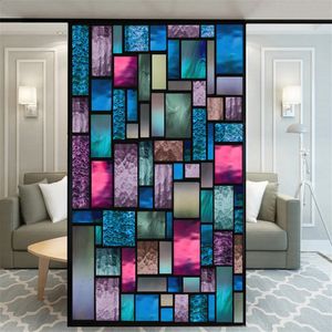 Privacy Windows Film Decorative Color Brick Stained Glass Window Stickers No Glue Static Cling Frosted Windows Film 240329