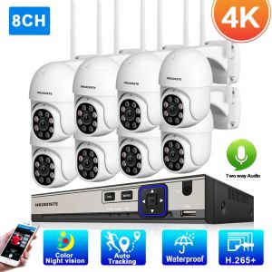 System 4K 8Ch POE NVR Canera Sicherheitssystem mit 8MP WiFi PTZ IP -Kamera 2 Wege Audio Xmeye CCTV Videoüberwachung Kit P2P 8 Kanal