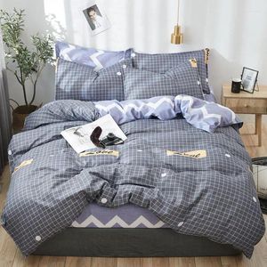 Bedding Sets edredom Set Set King Full Man Homem Cenário Cedro de Cama de Linho da Lata Plaid Lattice Duvet Capt