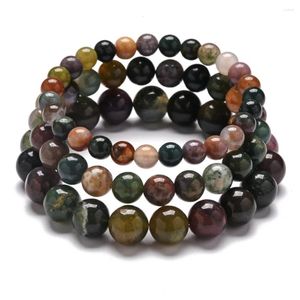 Strand 6mm/ 8mm/10mm Natural Stone Beads Bracelets Colored Green Hand String Female Male Couples Strench Jewelry