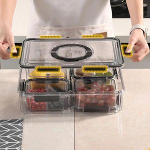 Bottiglie di stoccaggio snack box portatile snack box compact per cibo multiuso da viaggio con chiusure di fibbie per picnic ermetica