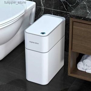 Odpadki 14 l Smart Bathroom Broad Can Can Automatyczne worki Electronic Trash Can White Touchless Wąskie inteligentne czujnik śmieci Smart Home L46