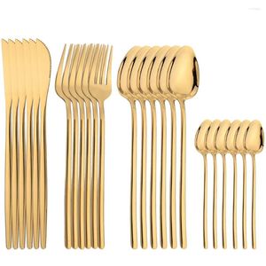 Set di stoviglie 24 pezzi posate in oro in acciaio inossidabile tavolo da tavolo cucchiaio cucchiaio specchio da cucina da cucina per cucinate