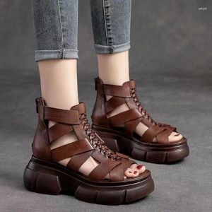 Scarpe eleganti 2024 Summer Black Women PU SANDALS PETTURA Piattaforma di stivali per caviglia fresche