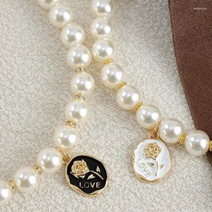 Collari per cani Pet Cats Collar Pearl Shiny Sinestone Pendants Accessori per collana carini Accessori per cuccioli Cucciolo Catena