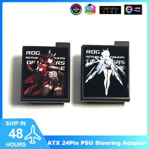 Adaptador de direção do computador Mod Mod Computador ATX 24pin, Argb Placa -mãe iluminada Illumined Angle Reten Transfer Connector 5V Aura Sync PC Modding Part