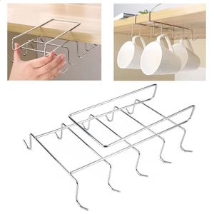 1PC Stainless Steel Kitchen Rack Cupboard Hanging Holders Coffee Tea Cup Mug Holder Shelf Cup Holder 240329