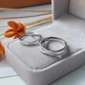 Wedding Rings CAOSHI Fashion Adjustable Couple Ring With Brilliant Cubic Zirconia Trendy Silver Color Finger Jewelry For Ceremony