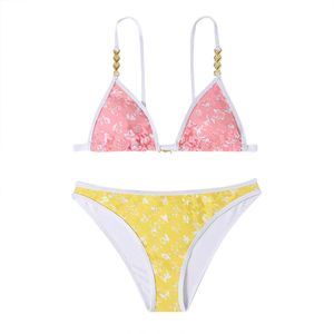 Jogue novo Classics Designer L Brand Biquíni Mulheres Azul Rosa Lace Branca Up Bikinis Bikinis Duas peças Split Swimsuits Letters clássicos Andeia de banho de banho de luxo Ternos de banho de luxo