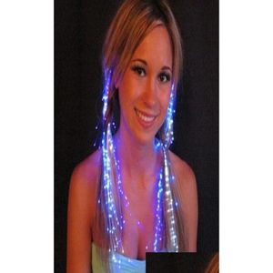 Flashing Hair Braid 10Pcs Luminous Light Up Led Extension Flash Party Girl Glow By Fiber Optic For Christmas Night Lights8446567 Drop Dhklt