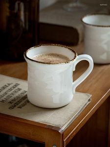 Mugs 350ml Ceramic Coffee Cup Retro Texture Mug Personalized American Style Threaded Water Pure Life Household
