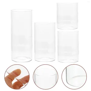 Candle Holders 4 Pcs Glass Cup Pillar Candles Cylinders Clear Candleholders Tall Column