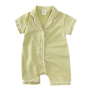 Baby pigiama abbigliamento per il sonno estivo per ragazze costume da ragazzo cotone a maniche corte turisti cortili da bambino s da 6 18 a 24 mesi 240325