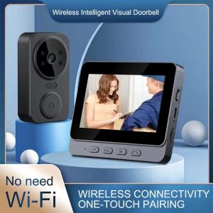 Dörrklockor Visual Doorbell IR Night Vision Wireless Door Bell HD 4.3Im IPS Screen Doorbell Camera 2.4G för Villa Home Office -lägenhet