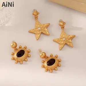 Orecchini penzolanti Fashionjewelry 925 Ago argento opaco color oro temperamento vintage di alta qualità stella metallica per donne regalo