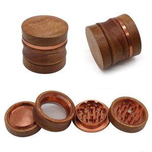 Herb Grinder Wooden Manual Creative Household Smoking Accessories Aluminum Alloy Tobacco Grinders Drop Delivery Home Garden Sundries Dhrgp