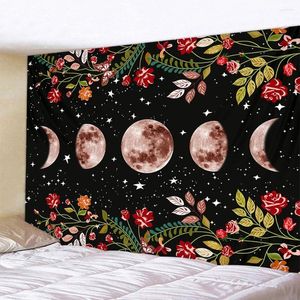 Taquestres Moon Starry Tapestry Flower Wall Salte Sala de suspensão do céu Tarpet Dorming Art Home Decoration Acessórios