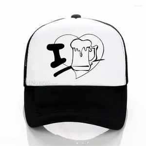 Ball Caps I IOVE BEER Print Women Cap Cotton Casual Funny Baseball Summer Sports Mesh Trucker Hat