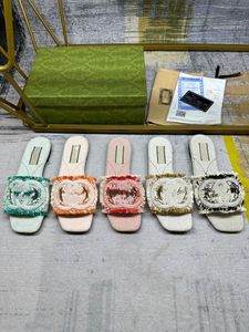 2025 10ANew Classic Sandals and Slippers for Men and Women, Canvas Embroidery Size 35-45, with Box 10A